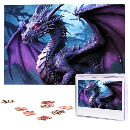 Personalisierbares Puzzle, 1000 Teile für Erwachsene, lila Drache, Mond, personalisierbares Fotopuzzle, Holzpuzzle, klassisches Puzzle für Geburtstags- und Hochzeitsgeschenke Personalisierbares Puzzle, 1000 Teile für Erwachsene, lila Drache, Mond, personalisierbares Fotopuzzle, Holzpuzzle, klassisches Puzzle für Geburtstags- und Hochzeitsgeschenke von DJUETRUI