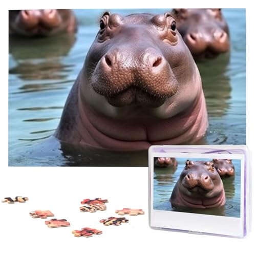 Personalisiertes Puzzle für Erwachsene, 1000 Teile, niedliche Nilpferde Bilder Puzzle aus Fotos, klassisches Holzpuzzle für Familie, Hochzeit, Geburtstagsgeschenk von DJUETRUI