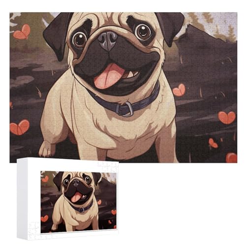 Puzzle, 1000 Teile, personalisiertes Puzzle für Erwachsene, niedliches Mops-Bild, Puzzle, individuelle Puzzles aus Fotos, Holzpuzzle, klassisches Puzzle für Familie, Hochzeit, Geburtstag, Valentinstag Puzzle, 1000 Teile, personalisiertes Puzzle für Erwachsene, niedliches Mops-Bild, Puzzle, individuelle Puzzles aus Fotos, Holzpuzzle, klassisches Puzzle für Familie, Hochzeit, Geburtstag, Valentinstag von DJUETRUI