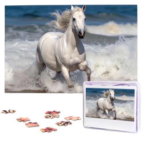 Puzzle, 1000 Teile, personalisiertes Puzzle für Erwachsene, weißes Pferd, das auf dem Meer läuft, Bilderpuzzle, benutzerdefinierte Puzzles aus Fotos, Holzpuzzle, klassisches Puzzle für Familie Puzzle, 1000 Teile, personalisiertes Puzzle für Erwachsene, weißes Pferd, das auf dem Meer läuft, Bilderpuzzle, benutzerdefinierte Puzzles aus Fotos, Holzpuzzle, klassisches Puzzle für Familie von DJUETRUI