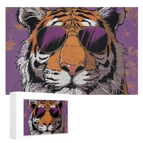 Puzzle 1000 Stück personalisierte Puzzles für Erwachsene, Tiger, mit Sonnenbrille, personalisierte Fotopuzzle, Holzpuzzle, klassisches Puzzle für Familie, Hochzeit Puzzle 1000 Stück personalisierte Puzzles für Erwachsene, Tiger, mit Sonnenbrille, personalisierte Fotopuzzle, Holzpuzzle, klassisches Puzzle für Familie, Hochzeit von DJUETRUI