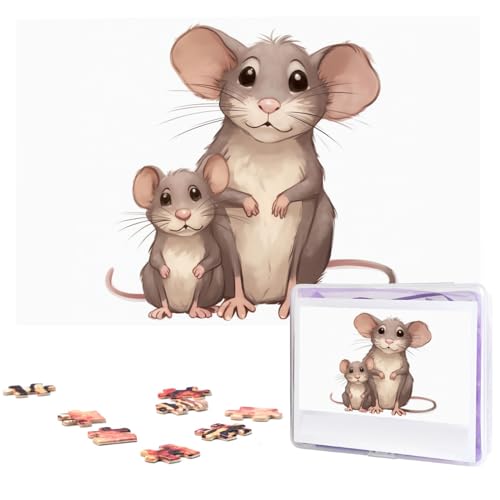 Puzzle 1000 Teile Personalisiertes Puzzle für Erwachsene Mutter und Kind Ratten Bildpuzzle Benutzerdefinierte Puzzles aus Fotos Holzpuzzle Klassisches Puzzle für Familie Hochzeit Geburtstagsgeschenke von DJUETRUI