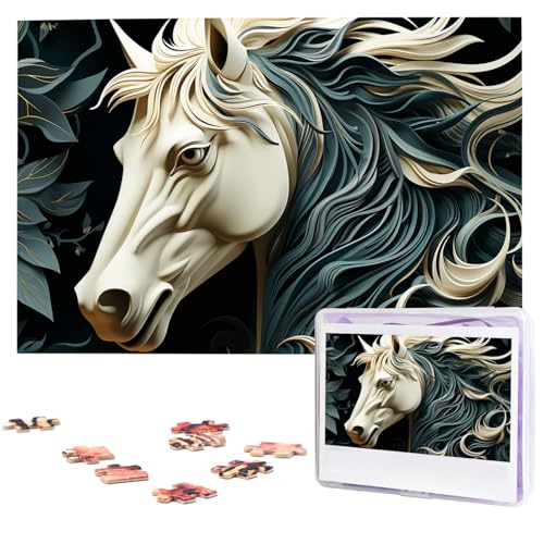 Puzzle 1000 Teile Personalisiertes Puzzle für Erwachsene Pferdemuster Bilderpuzzle Benutzerdefinierte Puzzles aus Fotos Holzpuzzle Klassisches Puzzle für Familie Hochzeit Geburtstagsgeschenke von DJUETRUI