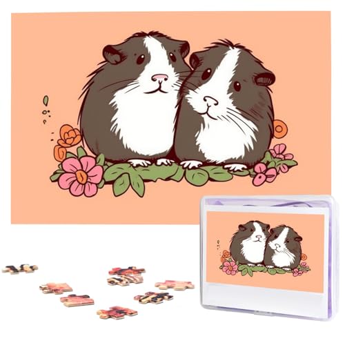 Puzzle 1000 Teile Personalisiertes Puzzle für Erwachsene Zwei Meerschweinchen Hängend Bilderpuzzle Benutzerdefinierte Puzzles aus Fotos Holzpuzzle Klassisches Puzzle für Familie Hochzeit Geburtstag von DJUETRUI