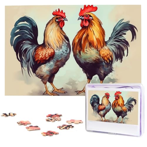 Puzzle 1000 Teile für Erwachsene, personalisiertes Hahn und Henne Puzzle, personalisierte Foto Puzzle, Holzpuzzle, klassisches Puzzle für Geburtstagsgeschenke und Puzzle 1000 Teile für Erwachsene, personalisiertes Hahn und Henne Puzzle, personalisierte Foto Puzzle, Holzpuzzle, klassisches Puzzle für Geburtstagsgeschenke und von DJUETRUI