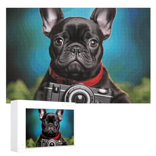 Puzzle 1000 Teile personalisierte Puzzles für Erwachsene, Französische Bulldogge Welpe mit Kamera, personalisierte Fotopuzzle, Holzpuzzle, klassisches Puzzle für Puzzle 1000 Teile personalisierte Puzzles für Erwachsene, Französische Bulldogge Welpe mit Kamera, personalisierte Fotopuzzle, Holzpuzzle, klassisches Puzzle für von DJUETRUI