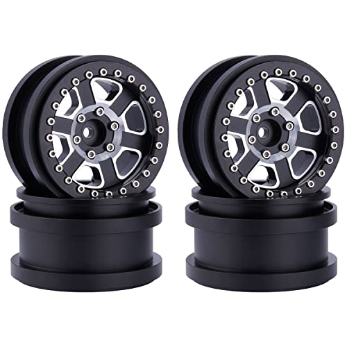 DJX 4 Stück 2,9 Beadlock-Radfelgen-Set für 1/6 RC Crawler Car Axial SCX6 JLU Wrangler (schwarz) von DJX