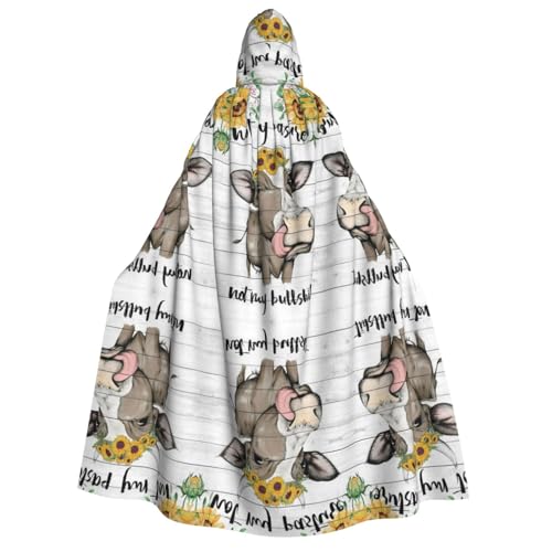 Cow-Sonnenblumen-Hausumhang für Erwachsene, Halloween-Kostüme, Cosplay, langer Umhang für Rollenspiele (150 cm) von DJnni