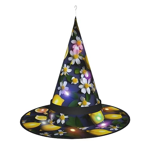 DJnni Halloween-Hexenhut mit breiter Krempe, faltbar, spitz, Zitronen- und Blumenmotiv, für Halloween-Party, Kostümzubehör DJnni Halloween-Hexenhut mit breiter Krempe, faltbar, spitz, Zitronen- und Blumenmotiv, für Halloween-Party, Kostümzubehör von DJnni