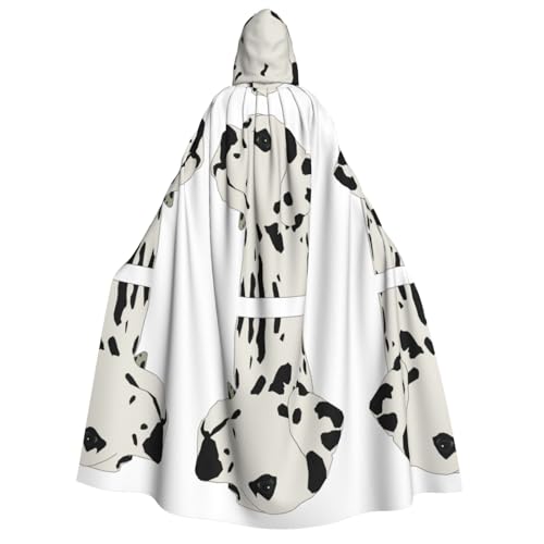 Dalmatiner Kapuzenumhang für Erwachsene, Halloween-Kostüme, Cosplay, langer Umhang, Verkleidung für Rollenspiele (150 cm) von DJnni