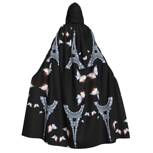 Eiffelturm Kapuzenumhang für Erwachsene, Halloween-Kostüme, Cosplay, langer Umhang, Verkleidung für Rollenspiele (150 cm) von DJnni