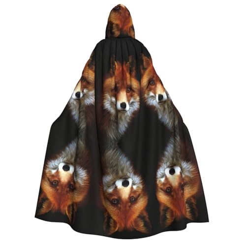 Fox Kapuzenumhang für Erwachsene, Halloween-Kostüme, Cosplay, langer Umhang, Verkleidung für Rollenspiele (150 cm) von DJnni