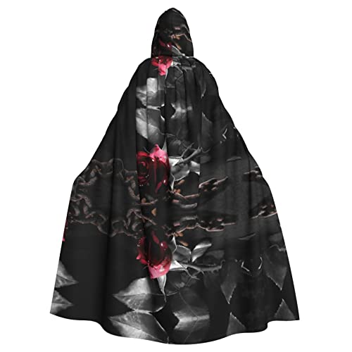 Halloween-Kostüm, Gothic-Stil, schwarze Rosen, für Damen und Herren, Cosplay, langer Umhang, für Rollenspiele, 147 cm von DJnni