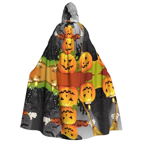 Halloween-Kürbis-Umhang mit Kapuze, Halloween-Kostüme, Cosplay, langer Umhang, Verkleidung für Rollenspiele (150 cm) von DJnni