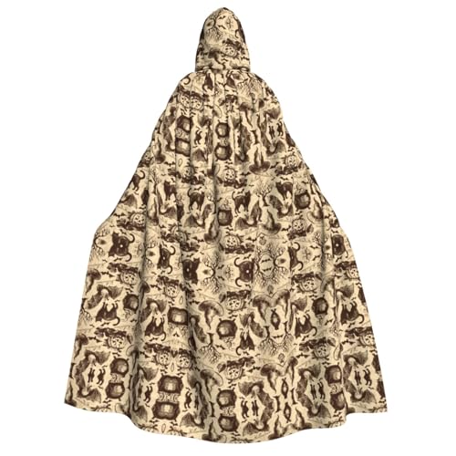 Hexenhut mit Kapuze für Erwachsene, Halloween-Kostüme, Cosplay, langer Umhang, Verkleidung für Rollenspiele (150 cm) von DJnni