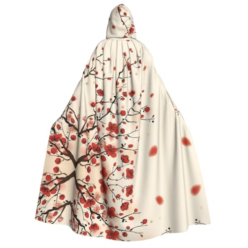 Japanischer Frühlingsumhang mit Kapuze, Blumenmuster, für Erwachsene, Halloween-Kostüme, Cosplay, langer Umhang, Verkleidung für Rollenspiele (150 cm) von DJnni