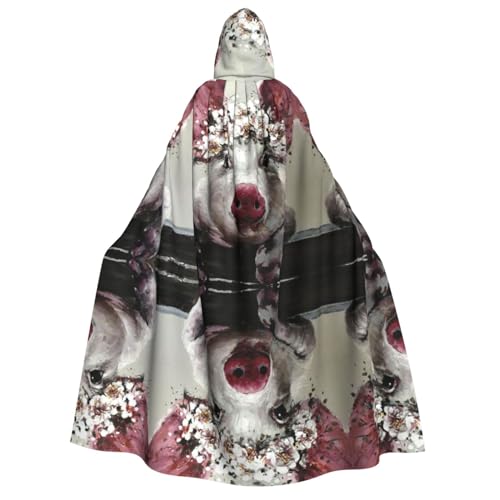 Kapuzenumhang mit Blumenschwein, Halloween-Kostüm, Cosplay, langer Umhang, Verkleidung für Rollenspiele (150 cm) von DJnni