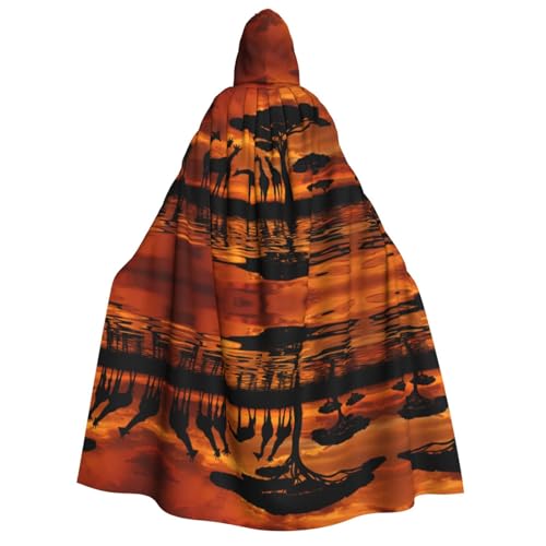 Kapuzenumhang mit Giraffe unter dem Baum in Afrika, Halloween-Kostüme, Cosplay, langer Umhang, Verkleidung für Rollenspiele (150 cm) von DJnni