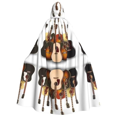 Kapuzenumhang mit Gitarre, Halloween-Kostüm, Cosplay, langer Umhang, Verkleidung für Rollenspiele (150 cm) von DJnni