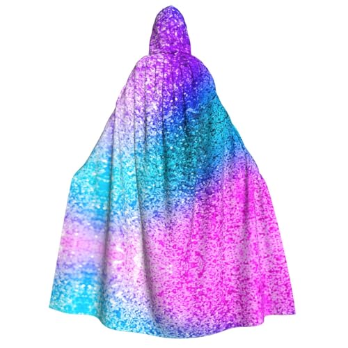 Kapuzenumhang mit Glitzer-Pailletten für Erwachsene, Halloween-Kostüme, Cosplay, langer Umhang für Rollenspiele (150 cm) von DJnni