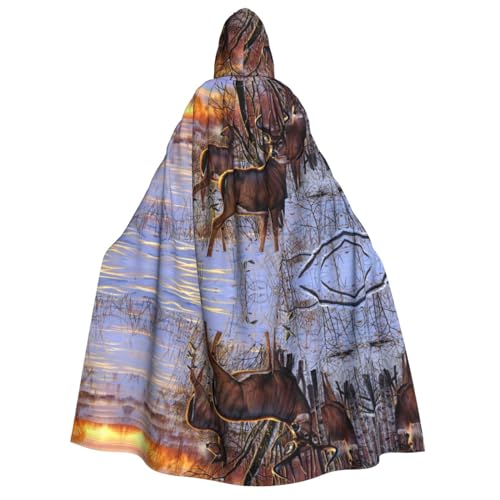 Kapuzenumhang mit Hirschbild, Halloween-Kostüme, Cosplay, langer Umhang, Verkleidung für Rollenspiele (150 cm) von DJnni