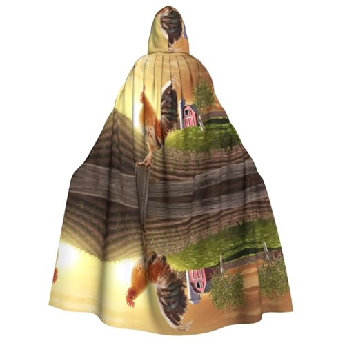Kapuzenumhang mit Huhn, für Erwachsene, Halloween-Kostüme, Cosplay, langer Umhang, Verkleidung für Rollenspiele (150 cm) von DJnni