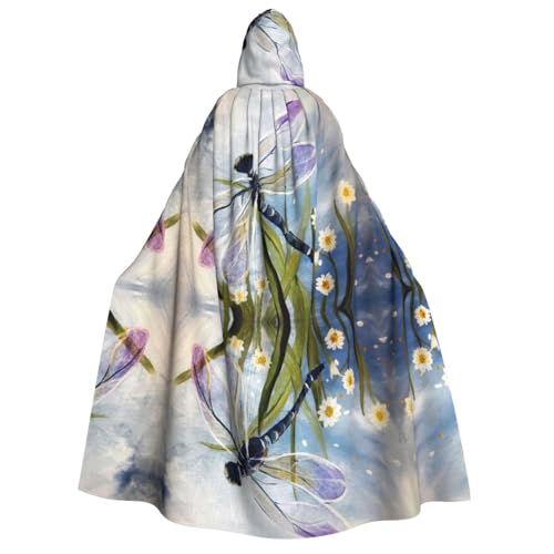 Kapuzenumhang mit Libellenmalerei, für Erwachsene, Halloween-Kostüme, Cosplay, langer Umhang, Verkleidung für Rollenspiele (150 cm) von DJnni