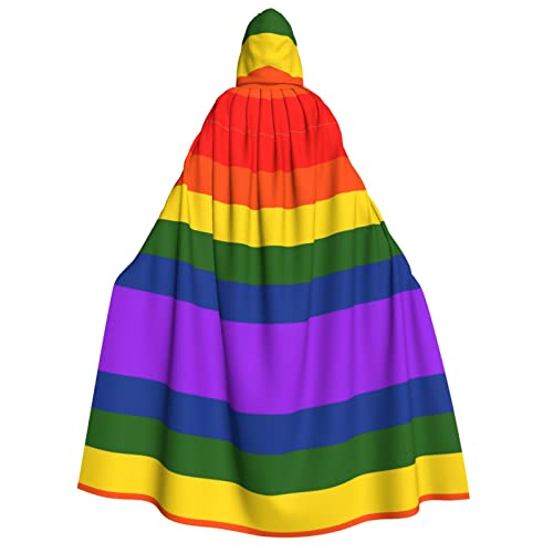 Kapuzenumhang mit Regenbogen-Flagge, Halloween-Kostüme, Cosplay, langer Umhang, Verkleidung für Rollenspiele (150 cm) von DJnni