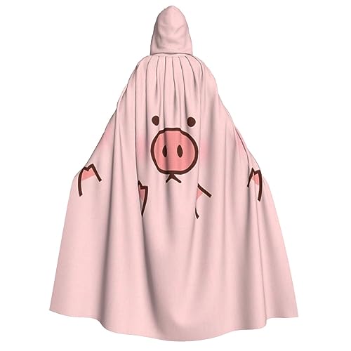 Kapuzenumhang mit süßem Schwein, Halloween-Kostüm, Cosplay, langer Umhang, Verkleidung für Rollenspiele (150 cm) von DJnni