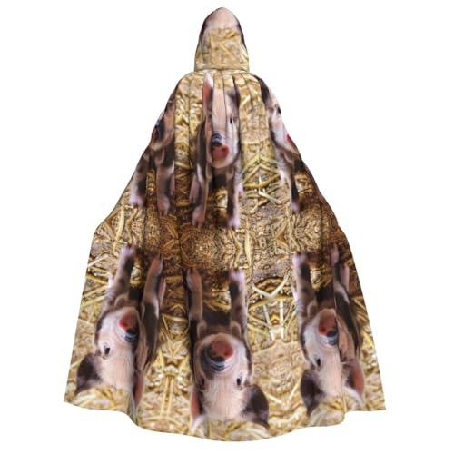 Kapuzenumhang mit süßem Schwein, Halloween-Kostüm, Cosplay, langer Umhang, Verkleidung für Rollenspiele (150 cm) von DJnni