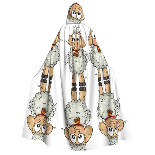 Lamb Kapuzenumhang für Erwachsene, Halloween-Kostüme, Cosplay, langer Umhang, Verkleidung für Rollenspiele (150 cm) von DJnni