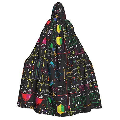 Mathe-Quiz-Umhang mit Kapuze, Halloween-Kostüme, Cosplay, langer Umhang, für Rollenspiele (150 cm) von DJnni