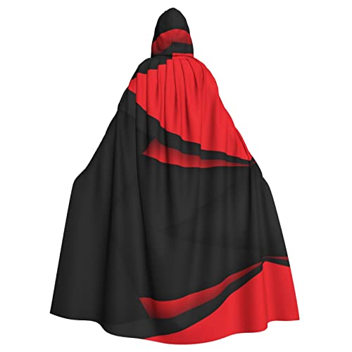Rot-schwarzes Halloween-Kostüm, für Damen und Herren, Cosplay, langer Umhang, Verkleidung für Rollenspiele (147 cm) von DJnni