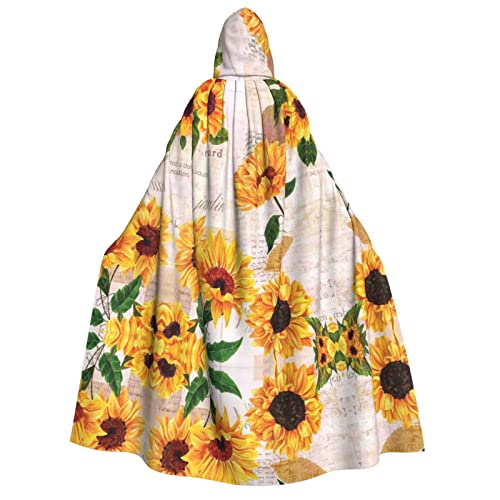 Sonnenblumen-Umhang mit Kapuze, Halloween-Kostüm, Cosplay, langer Umhang, Verkleidung für Rollenspiele (150 cm) von DJnni