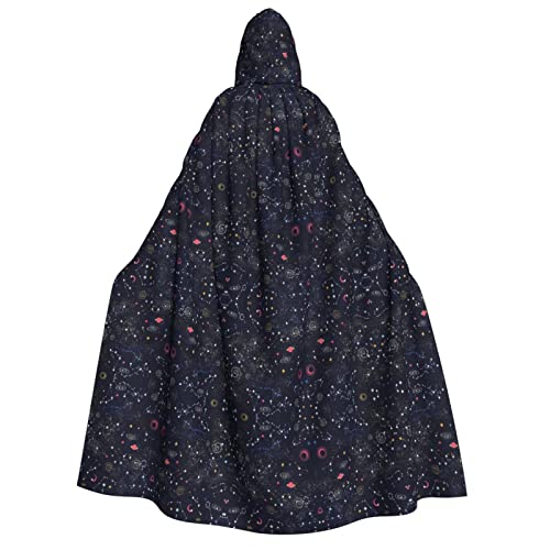 Sternbild Sternhaufen Galaxien Kapuzenumhang für Erwachsene, Halloween-Kostüme, Cosplay, langer Umhang, Verkleidung für Rollenspiele (150 cm) von DJnni