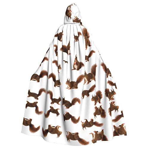 Süßes Eichhörnchen-Halloween-Kostüm, für Damen und Herren, Cosplay, langer Umhang, Verkleidung für Rollenspiele (147 cm) von DJnni