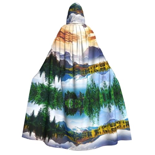 Umhang mit Kapuze für Erwachsene, Motiv: Mountain View Sunny Day, Natur, Halloween-Kostüm, Cosplay, langer Umhang, Verkleidung für Rollenspiele (150 cm) von DJnni