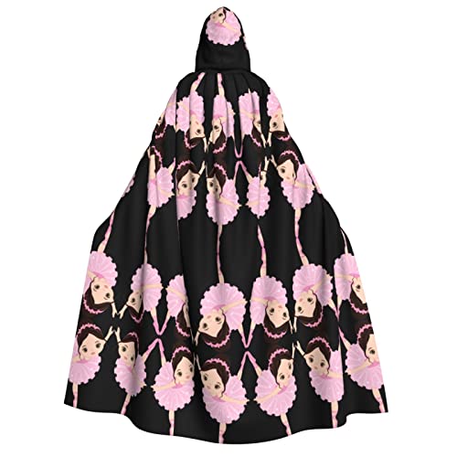 Umhang mit Kapuze für Erwachsene, Motiv: kleine Ballerina, tanzendes Mädchen, Halloween-Kostüm, Cosplay, langer Umhang, Verkleidung für Rollenspiele (150 cm) von DJnni