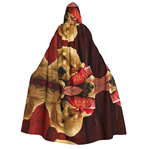 Weihnachtlicher Hundeumhang mit Kapuze, Halloween-Kostüm, Cosplay, langer Umhang, Verkleidung für Rollenspiele (150 cm) von DJnni