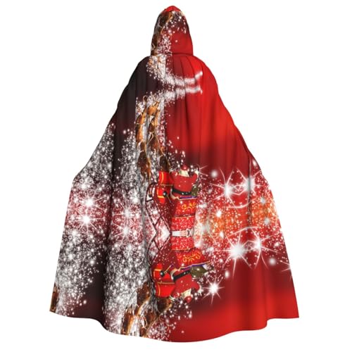 Weihnachtsmagie Kapuzenumhang für Erwachsene, Halloween-Kostüme, Cosplay, langer Umhang, Verkleidung für Rollenspiele (150 cm) von DJnni
