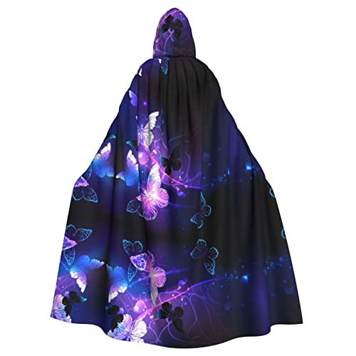 Weiß-violette Schmetterlinge, Halloween-Kostüm, für Damen und Herren, Cosplay, langer Umhang, Verkleidung für Rollenspiele (147 cm) von DJnni