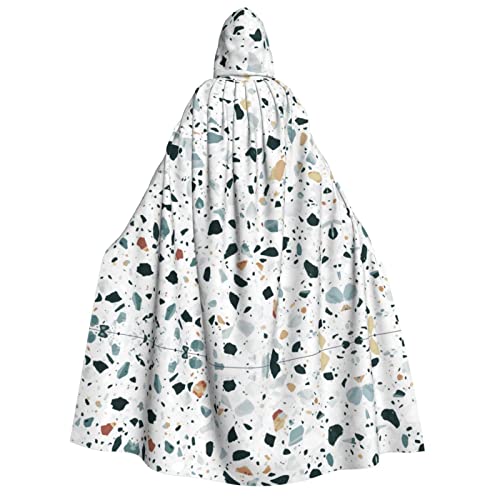 Weißer Parttern Kapuzenumhang für Erwachsene, Halloween-Kostüme, Cosplay, langer Umhang, Verkleidung für Rollenspiele (150 cm) von DJNNI
