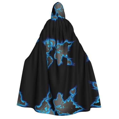 Weltkarten-Umhang mit Kapuze, Halloween-Kostüme, Cosplay, langer Umhang, Verkleidung für Rollenspiele (150 cm) von DJnni