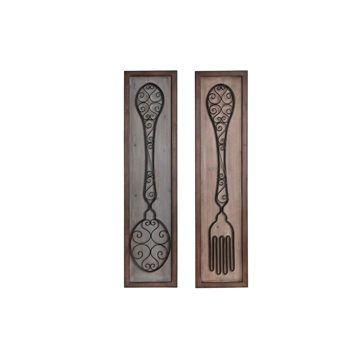 Deko-Figur DKD Home Decor Antiker Finish Metall Holz Essbestecke (24 x 5 x 99 cm) (2 Stück) von DKD Home Decor