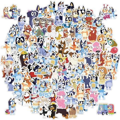 DKDDSSS 100 Stück Cartoon Bluey Sticker Kinder Set, Aufkleber Kinder Wasserdicht, Cute Bluey Sticker für Laptop, Telefon, Wasserflasche, Skateboard, Koffer, Gitarre, Pad von DKDDSSS