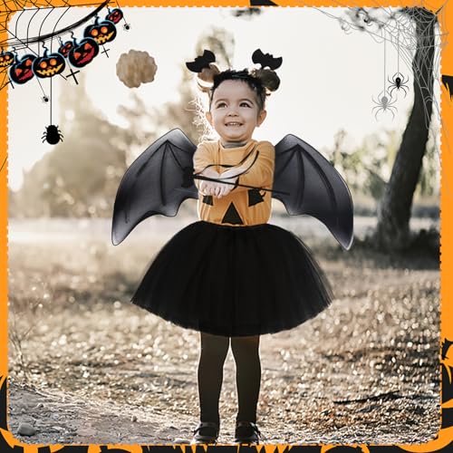 DKDDSSS 14 Stück Fledermaus Kostüm für Mädchen und Kinder - Halloween Vampir Cosplay Party Outfit für Karneval von DKDDSSS