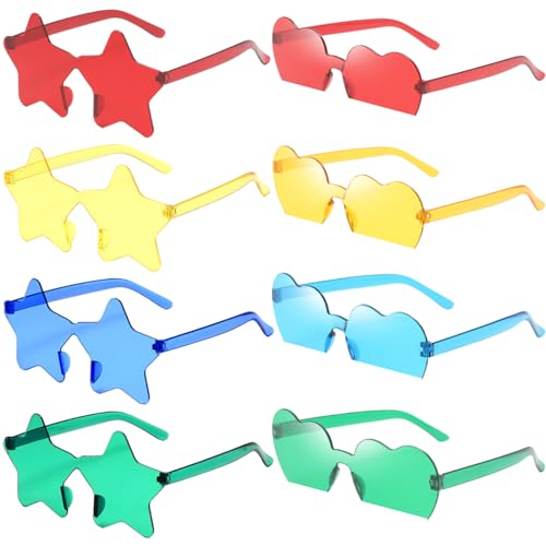 DKDDSSS 8 Stück Herz Sonnenbrille, Party Brille, Hippie Brille, Transparent Sonnenbrille Herzform Stern Sonnenbrille für Fasching Requisiten Geburtstagsfeier für Kinder und Erwachsene DKDDSSS 8 Stück Herz Sonnenbrille, Party Brille, Hippie Brille, Transparent Sonnenbrille Herzform Stern Sonnenbrille für Fasching Requisiten Geburtstagsfeier für Kinder und Erwachsene von DKDDSSS