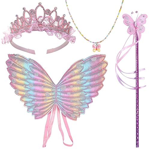DKDDSSS Feenflügel Kinder, Schmetterlings Flügel, Rosa Schmetterlings Elfen Fee Anzieh Sets mit Krone und Zauberstab, Feenstäbe, für für Halloween Karneval Kostüm Kinder Requisiten DKDDSSS Feenflügel Kinder, Schmetterlings Flügel, Rosa Schmetterlings Elfen Fee Anzieh Sets mit Krone und Zauberstab, Feenstäbe, für für Halloween Karneval Kostüm Kinder Requisiten von DKDDSSS