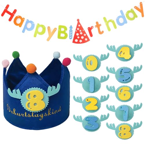 DKDDSSS Geburtstagskrone Kinder, Krone Geburtstag Jungen Mädchen, Geburtstagshut, Wiederverwendbare Stoffkrone, Kindergeburtstag Party Deko Kinder Partyhüte mit auswechselbaren Zahlen von 1-8 DKDDSSS Geburtstagskrone Kinder, Krone Geburtstag Jungen Mädchen, Geburtstagshut, Wiederverwendbare Stoffkrone, Kindergeburtstag Party Deko Kinder Partyhüte mit auswechselbaren Zahlen von 1-8 von DKDDSSS