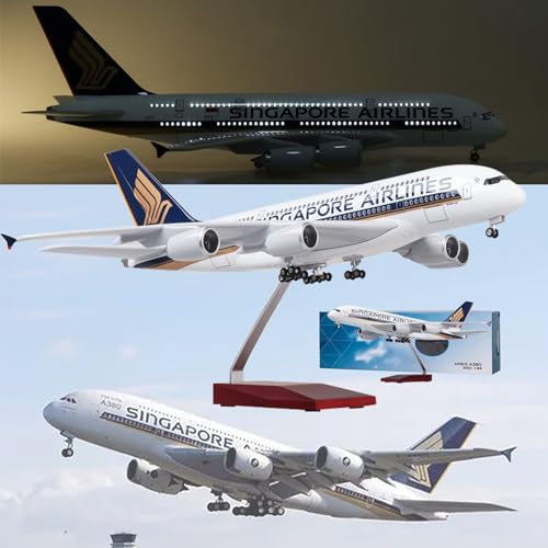 DKHOUN 17,3" 1:130 Modell Jet Models Flugzeug Singapur A380 Flugzeugmodell Druckguss Sammlerstücke Harz Flugzeugmodell for Sammlung oder Geschenk (Size : Upgraded) von DKHOUN